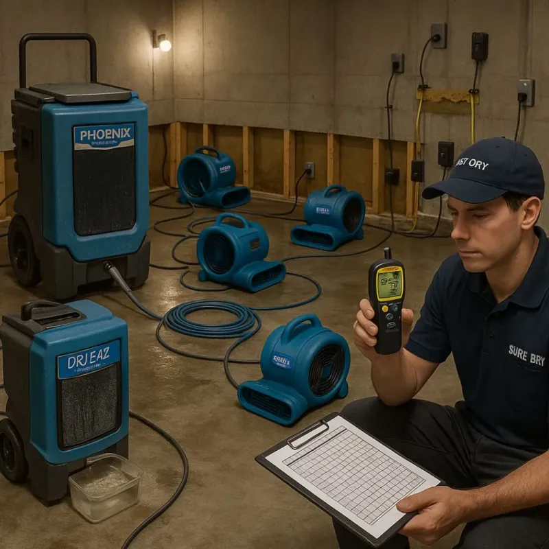 Structural Drying and Dehumidification process in Garden Acres, CA